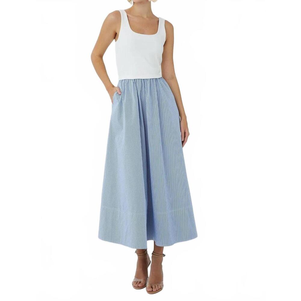 NEW JS71 inez dress in white/blue stripes